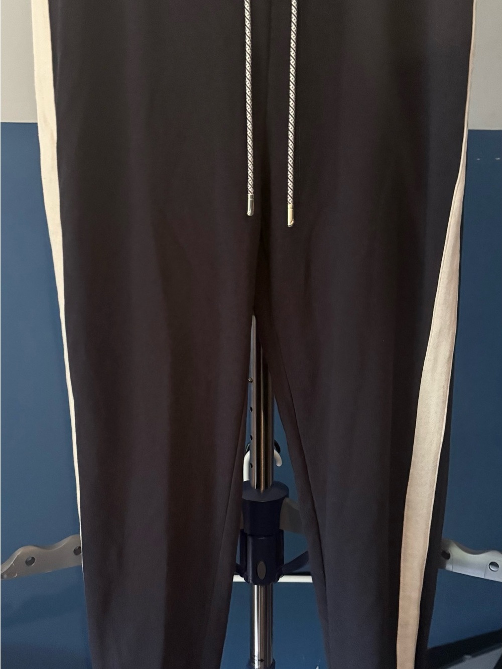 Nautica Jeans Black Cream Side Stripe Jogger Track Pants M